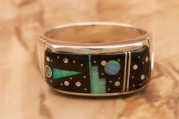 Navajo Artist Calvin Begay Night Sky Sterling Silver Ring